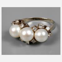Damenring mit Perlen und Brillanten111