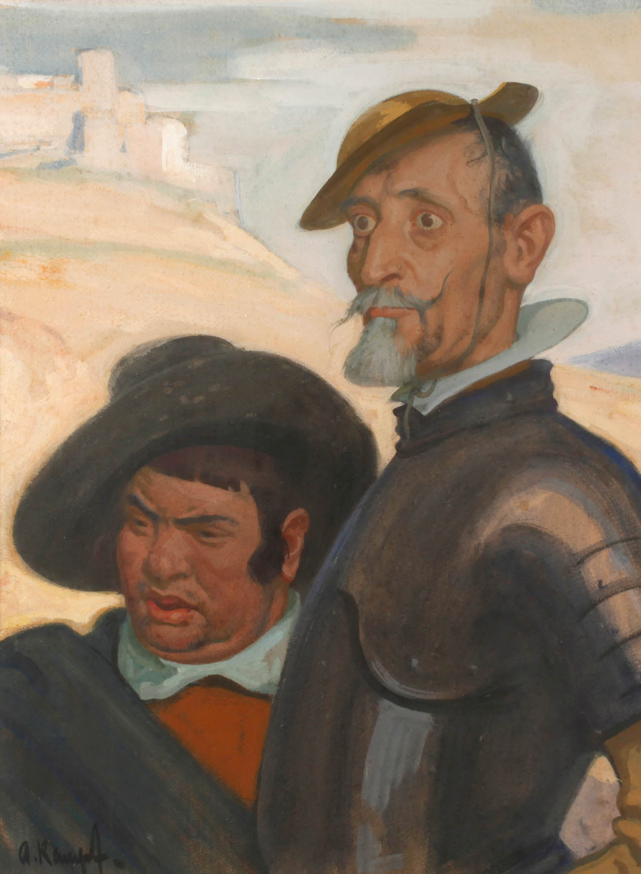 Prof. Arthur Kampf, Don Quichote und Sancho Pansa