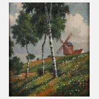 Walter Merker, Windmühle in Frühlingslandschaft111