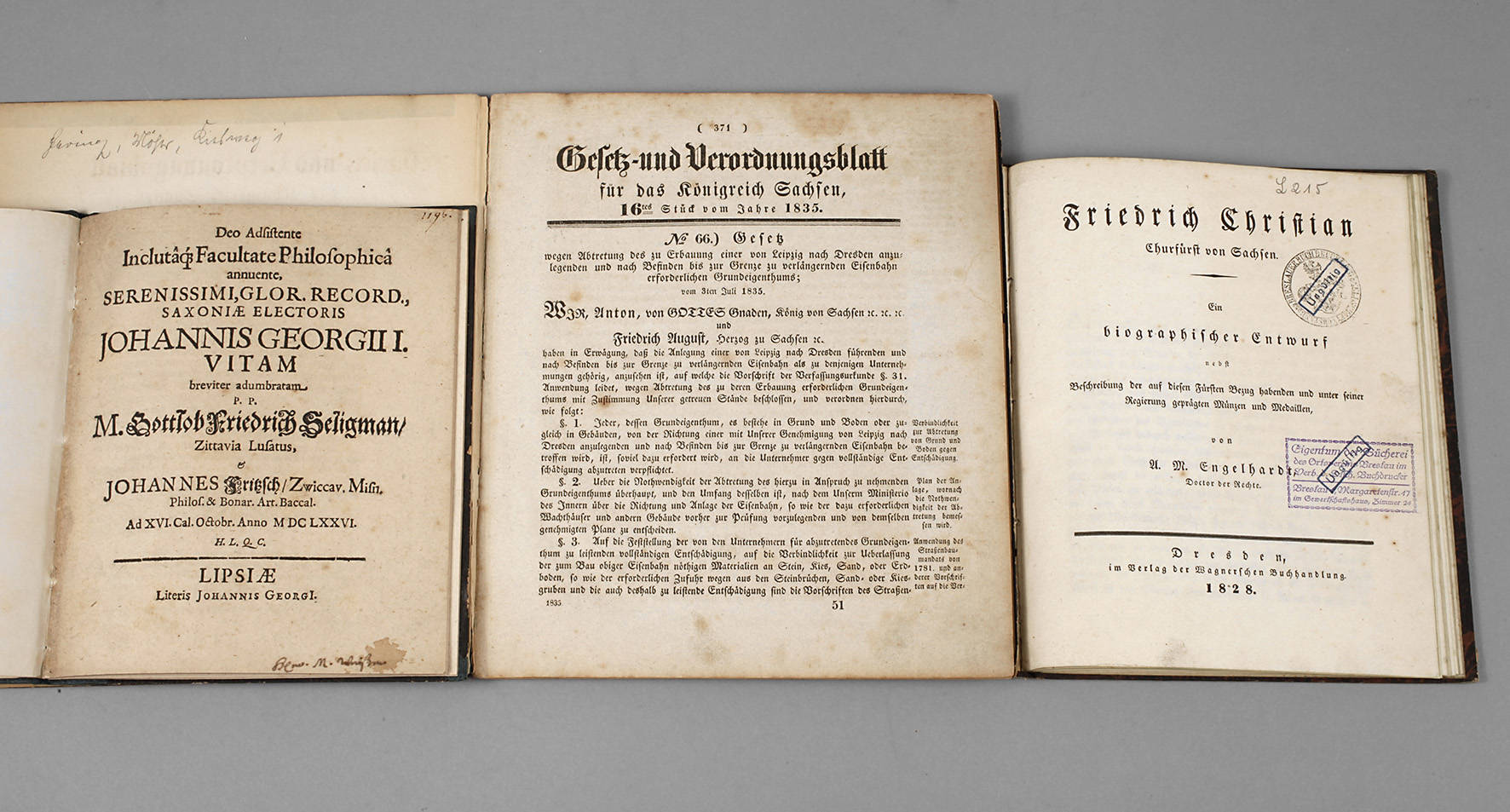 Sammlung Monografien Kurfürst Sachsen 1676/1828