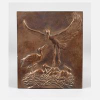 Bronzerelief mit Storchenmotiv111