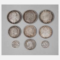 Neun Reichsmünzen111