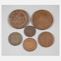 Konvolut alte russische Kupfer-Münzen111