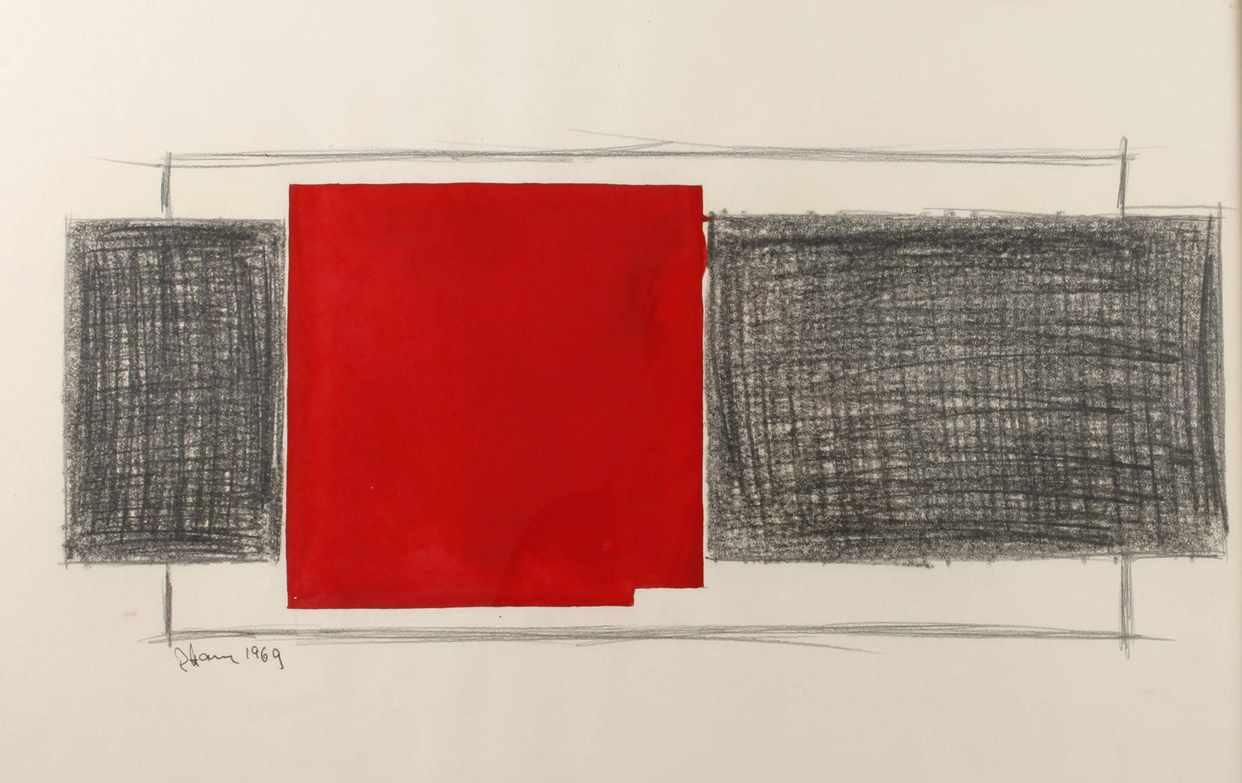 Rolf Hans, Abstrakte Komposition mit Rot
