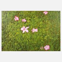 Sabine Preis, ”Grüne Wiese mit rosa Blümchen”111