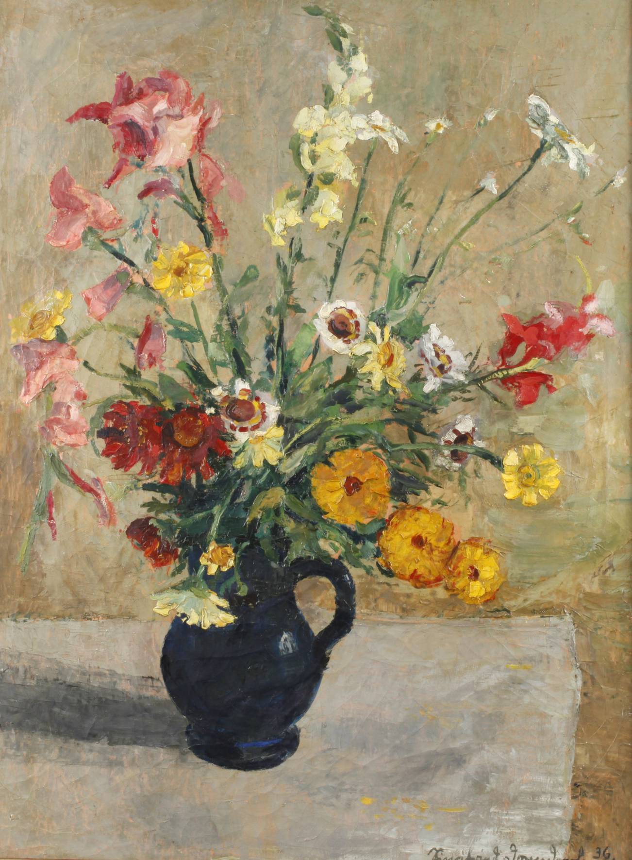 Siegfried Donndorf, ”Blumenstrauß in blauer Vase”