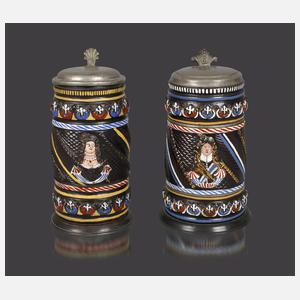 Paar seltene Dippoldiswalder Walzenkrüge