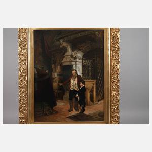 Prof. Ferdinand Brütt, "Alter Mann mit kleinem Jungen an einem Grabmal"