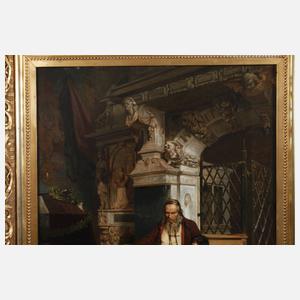 Prof. Ferdinand Brütt, "Alter Mann mit kleinem Jungen an einem Grabmal"