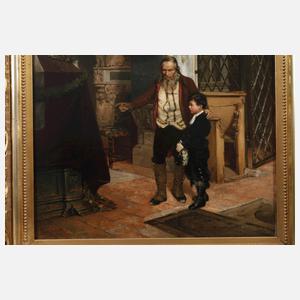 Prof. Ferdinand Brütt, "Alter Mann mit kleinem Jungen an einem Grabmal"