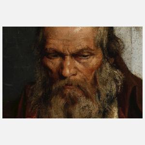 Prof. Ferdinand Brütt, "Alter Mann mit kleinem Jungen an einem Grabmal"