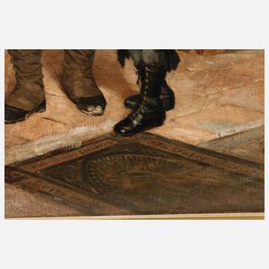 Prof. Ferdinand Brütt, "Alter Mann mit kleinem Jungen an einem Grabmal"