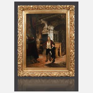 Prof. Ferdinand Brütt, "Alter Mann mit kleinem Jungen an einem Grabmal"