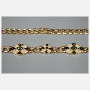 Schmuckset mit Diamanten und Farbsteinen