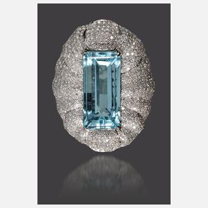 Brosche mit Aquamarin aus Santa Maria