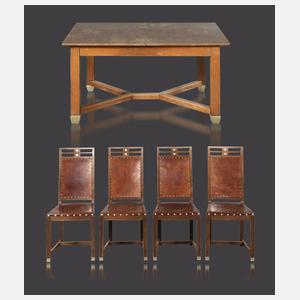 Tisch und vier Stühle Joseph Maria Olbrich