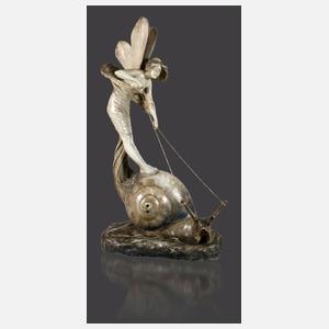 Goldscheider übergroße Figurenuhr "Weinbergschnecke"