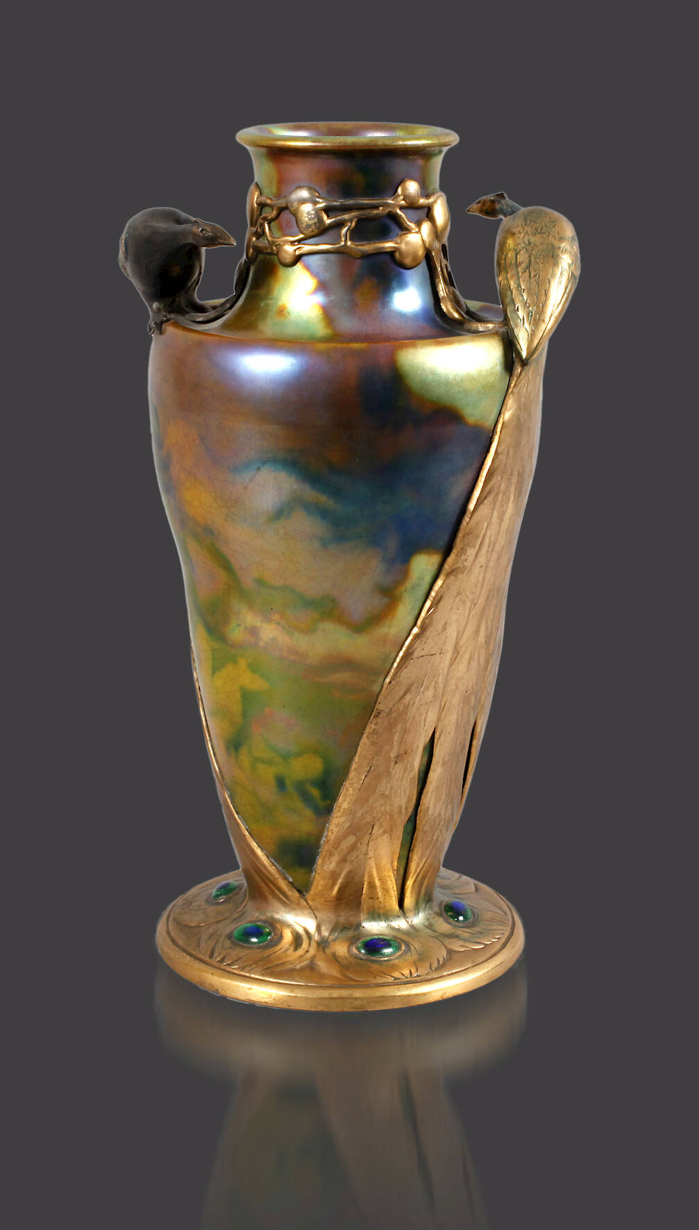 Friedrich Adler Vase mit Pfauen