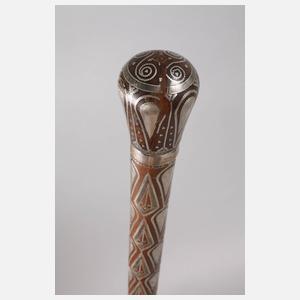 Spazierstock mit Silbereinlagen