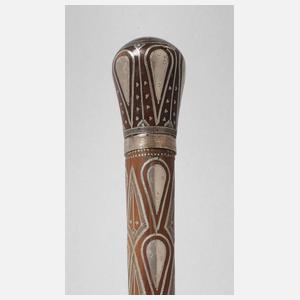 Spazierstock mit Silbereinlagen