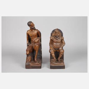 Paar figürliche Buchstützen