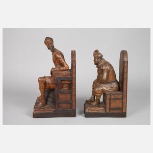Paar figürliche Buchstützen