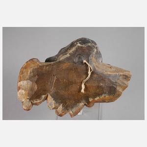 Paar geschnitzte Engelsköpfe