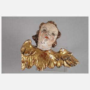 Paar geschnitzte Engelsköpfe