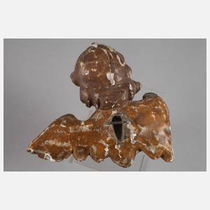 Paar geschnitzte Engelsköpfe