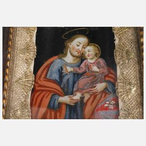 Votivbild mit Spitze und Hinterglasmalerei