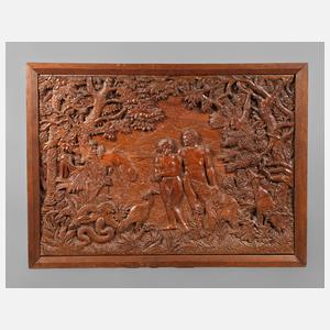 Reliefschnitzerei "Garten Eden"