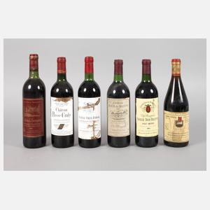 Sechs Flaschen Rotwein