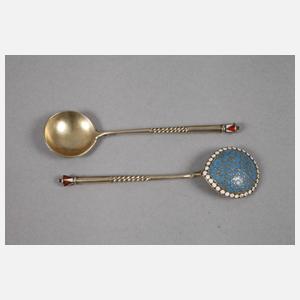 Russland sechs Silberlöffel mit Email