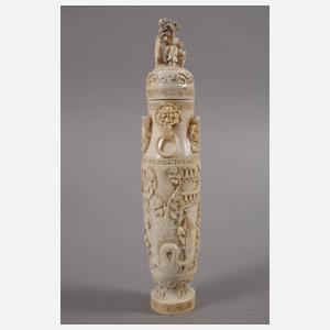 Deckelvase Elfenbein