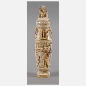 Deckelvase Elfenbein