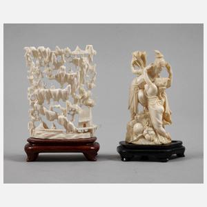 Zwei Elfenbeinschnitzereien