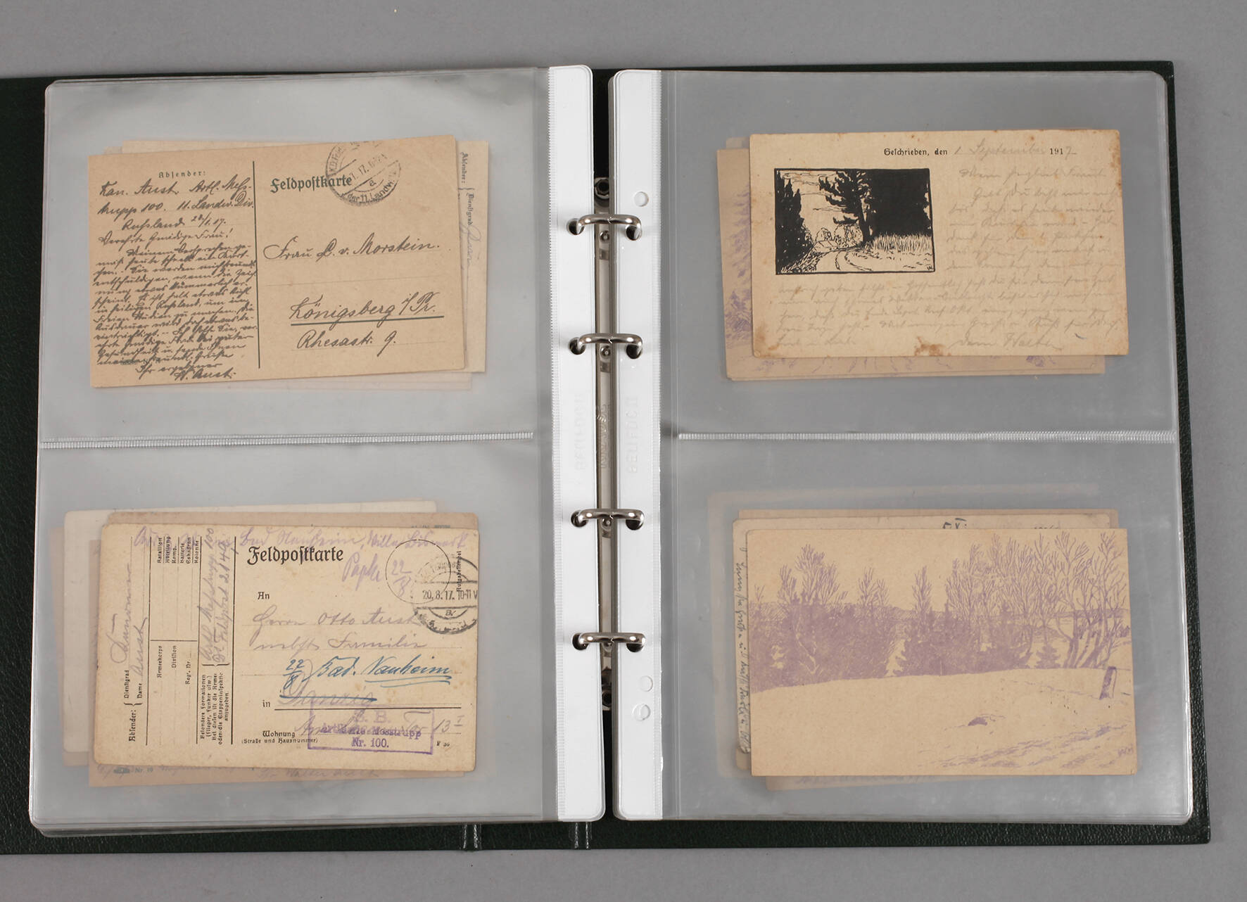 Walter Aust, Konvolut Zeichnungen auf Feldpost