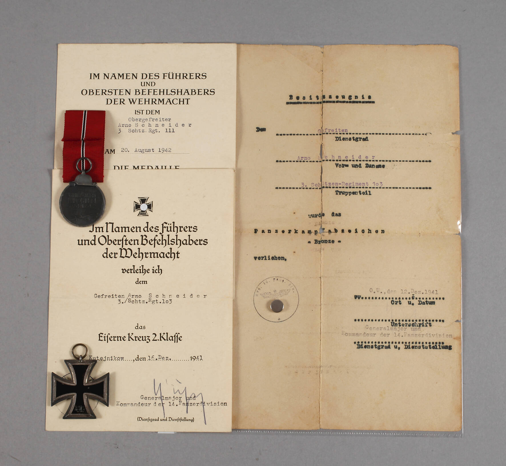 Nachlass Auszeichnungen 2. Weltkrieg