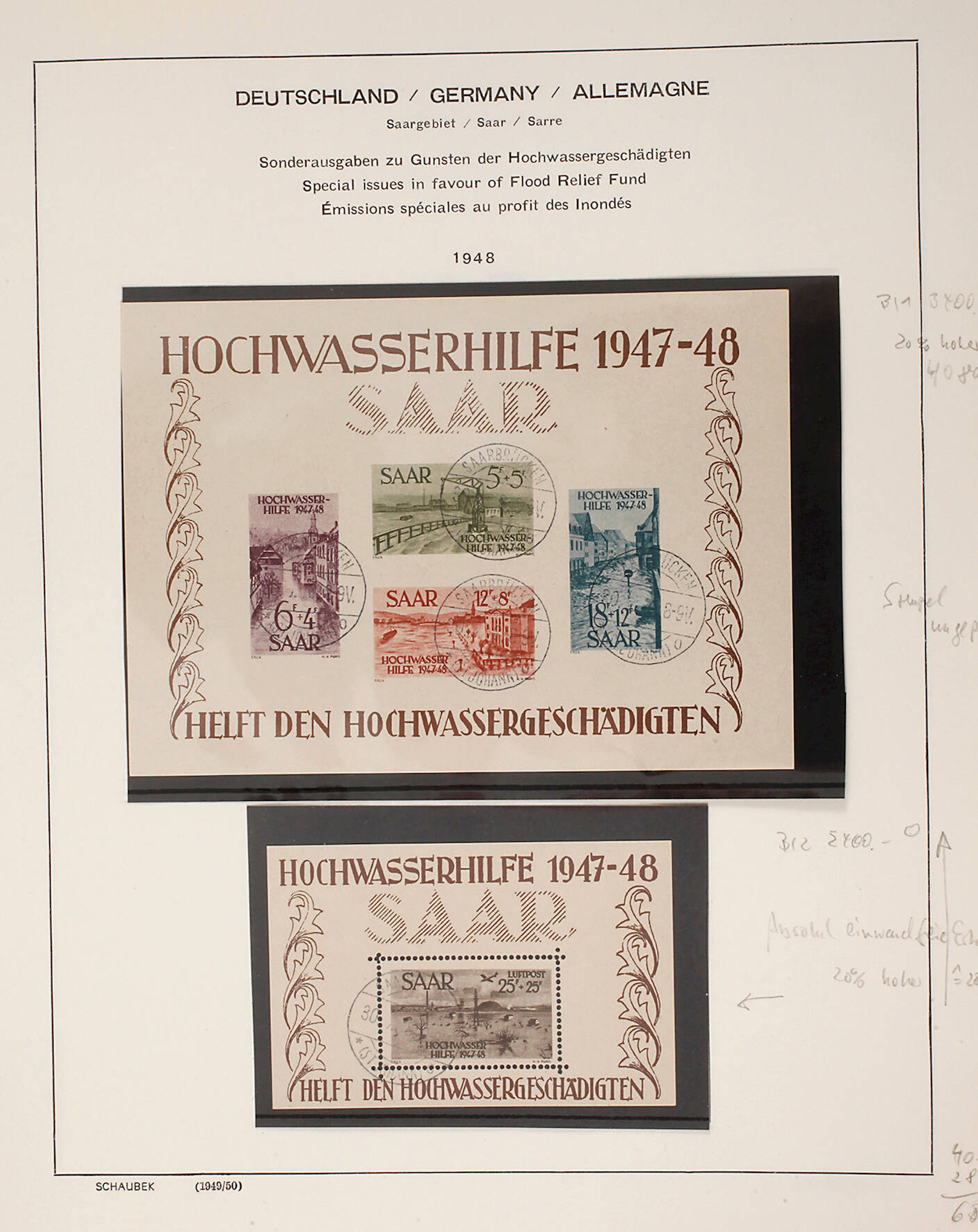 Briefmarkenalbum Alliierte Besetzung frz. Zone und Saar