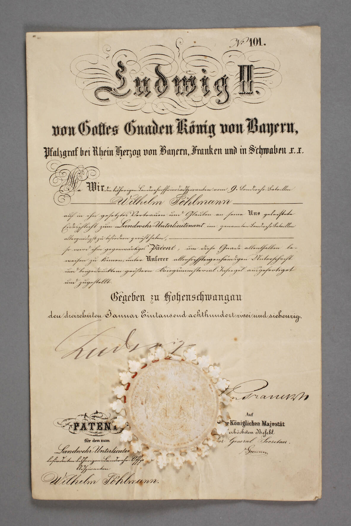 Autogramm Ludwig II. von Bayern