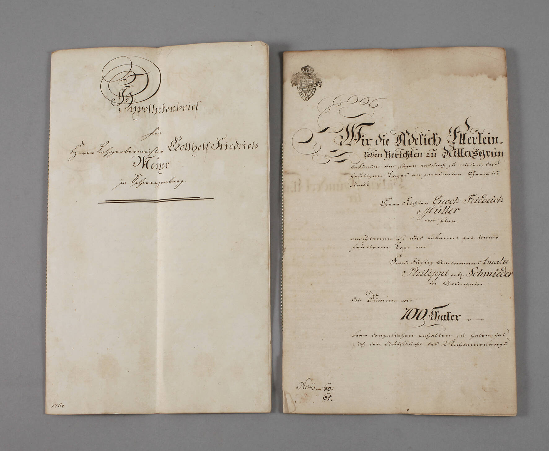 Zwei Dokumente 19. Jh. Erzgebirge