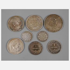 Kleines Konvolut Silbermünzen DR