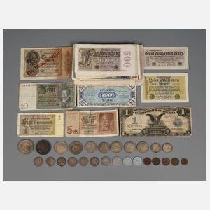 Konvolut Münzen und Geldscheine DR