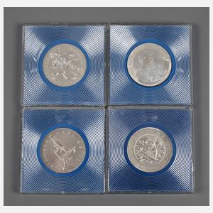 Vier Gedenkmünzen DDR (Luther, Stadtsiegel, Zeiss, Grimm)