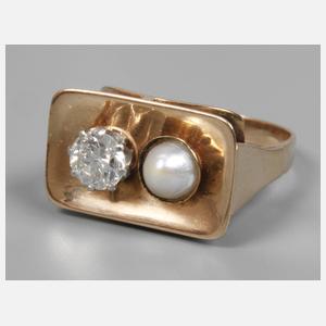 Damenring mit Brillant und Perle