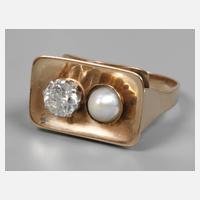 Damenring mit Brillant und Perle111