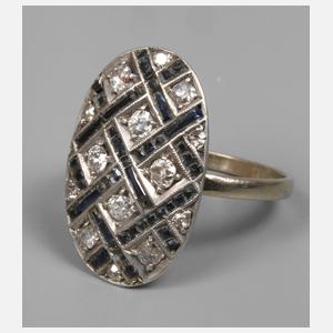 Damenring mit Brillanten und Saphiren