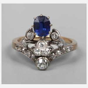 Damenring mit Saphir und Diamanten