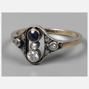 Damenring mit Saphir und Diamanten