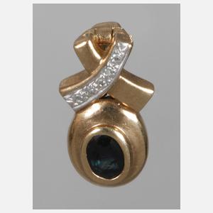 Clipanhänger mit Saphir und Diamanten